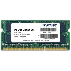 Оперативна пам'ять PATRIOT 8 GB SO-DIMM DDR3 1600 MHz (PSD38G16002S) фото