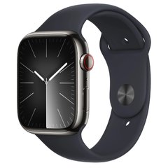 Смарт-часы Apple Watch Series 9 GPS + Cellular 45mm Graphite S. Steel Case w. Midnight Sport Band - S/M (MRMV3) фото