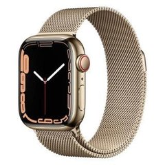 Смарт-часы Apple Watch Series 7 GPS + Cellular 45mm Gold Stainless Steel Case with Gold Milanese Loop (MKJG3) фото