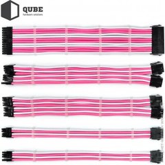 Блок живлення QUBE 1*24P MB, 2*4+4P CPU,2*6+2P VGA White-Pink фото