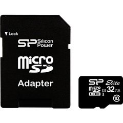 Карта памяти Silicon Power 32 GB microSDHC UHS-I Elite + SD adapter SP032GBSTHBU1V10-SP фото