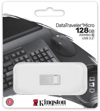 Flash пам'ять Kingston 128 GB DataTraveler Micro USB 3.2 Metal (DTMC3G2/128GB) фото