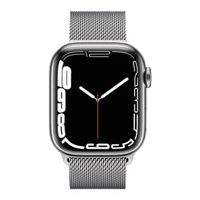 Смарт-часы Apple Watch Series 7 GPS + Cellular 45mm Silver Stainless Steel Case with Silver Milanese Loop (MKJE3) фото