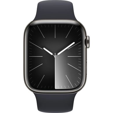 Смарт-годинник Apple Watch Series 9 GPS + Cellular 45mm Graphite S. Steel Case w. Midnight Sport Band - S/M (MRMV3) фото