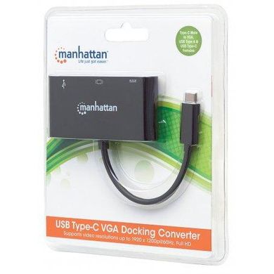 Кабелі та перехідники Manhattan SuperSpeed USB-C VGA Docking Converter (152044) фото