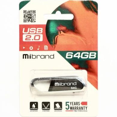 Flash пам'ять Mibrand 64GB Aligator USB 2.0 Black (MI2.0/AL64U7B) фото
