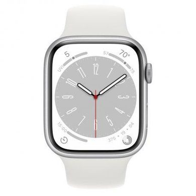 Смарт-часы Apple Watch Series 8 GPS + Cellular 45mm Silver Aluminum Case with White Sport Band - M/L (MP4W3) фото