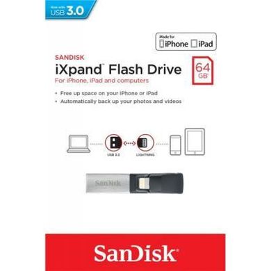 Flash память SanDisk 64 GB iXpand USB 3.0/Lightning (SDIX30N-064G-GN6NN) фото