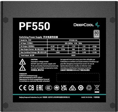 Блок питания DeepCool PF550 550W (R-PF550D-HA0B-EU) фото