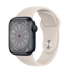 Смарт-часы Apple Watch Series 8 GPS 45mm Midnight Aluminium with Starlight Sport Band M/L (MNP83) фото