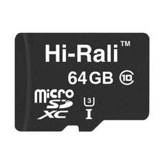 Карта пам'яті Hi-Rali 64 GB microSDXC class 10 UHS-I (U3) HI-64GBSDU3CL10-00 фото