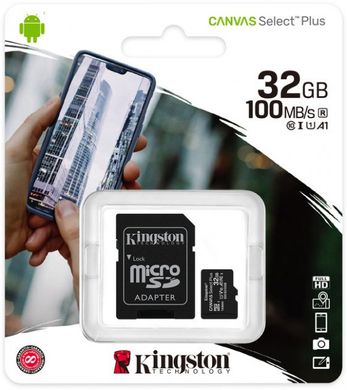 Карта пам'яті Kingston 32 GB microSDHC Canvas Select Plus UHS-I V10 A1 Class 10 2-pack + SD-adapter (SDCS2/32GB-2P1A) фото