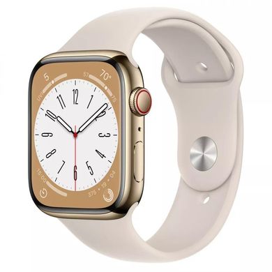 Смарт-часы Apple Watch Series 8 GPS + Cellular 45mm Gold S. Steel Case w. Starlight S. Band (MNKM3) фото