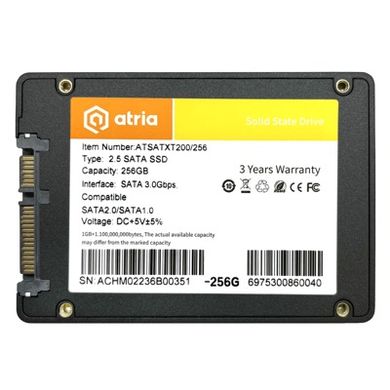 SSD накопичувач ATRIA 256GB XT200 G2 (ATSATXT200/256) фото
