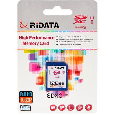 Карта памяти RiData 128 GB SDXC class 10 UHS-I FF965522 фото