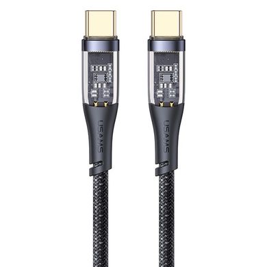 Кабель USB Usams Type-C to Type-C US-SJ574 Transparent Icy Series 100W 5A 1.2m Black фото