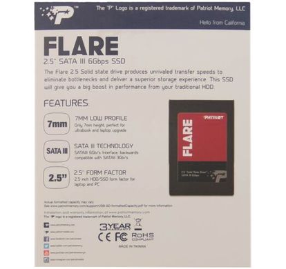 SSD накопичувач PATRIOT Flare 60 GB (PFL60GS25SSDR) фото