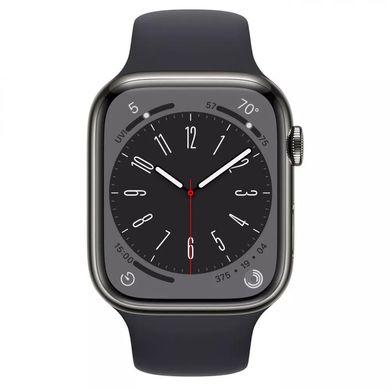 Смарт-годинник Apple Watch Series 8 GPS + Cellular 45mm Graphite S. Steel Case w. Midnight S. Band (MNKU3) фото