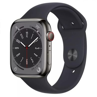 Смарт-годинник Apple Watch Series 8 GPS + Cellular 45mm Graphite S. Steel Case w. Midnight S. Band (MNKU3) фото
