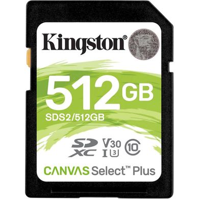 Карта памяти Kingston 512 GB SDXC Class 10 UHS-I U3 Canvas Select Plus SDS2/512GB фото