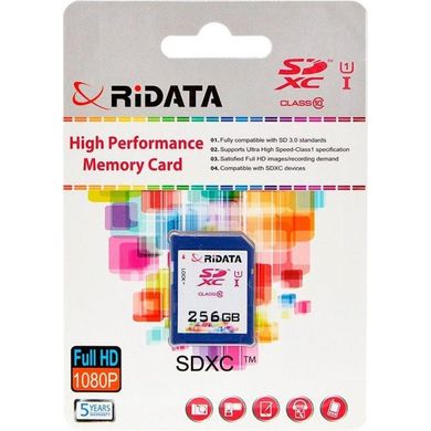 Карта пам'яті RiData 256 GB SDXC class 10 UHS-I FF970342 фото