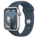 Apple Watch Series 9 GPS + Cellular 45mm Silver Aluminum Case w. Storm Blue Sport Band - S/M (MRMG3)