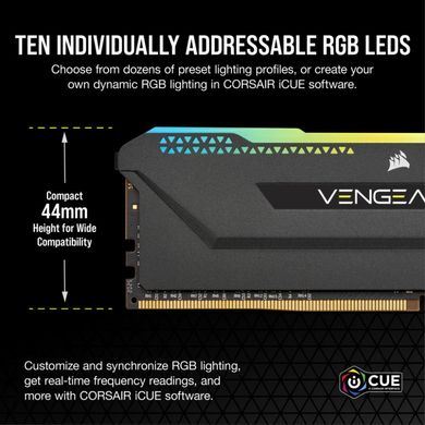 Оперативна пам'ять Corsair 16 GB (2x8GB) DDR4 3600 MHz Vengeance RGB Pro SL Black (CMH16GX4M2Z3600C18) фото