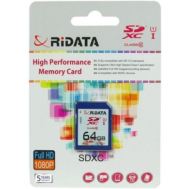 Карта пам'яті RiData 64 GB SDXC class 10 UHS-I FF960213 фото