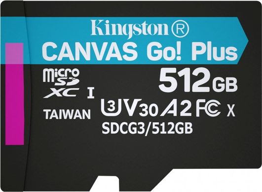 Карта пам'яті Kingston 512 GB microSDXC class 10 UHS-I U3 Canvas Go! Plus SDCG3/512GBSP фото