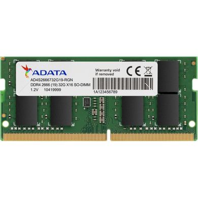Оперативна пам'ять ADATA 16 GB SO-DIMM DDR4 2666 MHz (AD4S266616G19-SGN) фото
