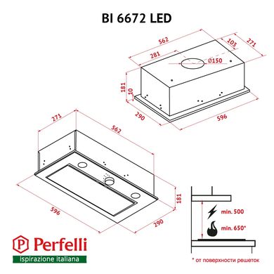 Встраиваемые вытяжки Perfelli BI6672I LED фото
