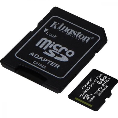 Карта пам'яті Kingston 64 GB microSDXC Class 10 UHS-I Canvas Select Plus + SD Adapter SDCS2/64GB фото