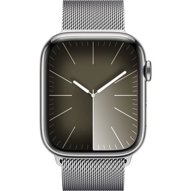 Смарт-часы Apple Watch Series 9 GPS + Cellular 45mm Silver S. Steel Case w. Silver Milanese Loop (MRMQ3) фото
