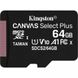 Kingston 64 GB microSDXC Class 10 UHS-I Canvas Select Plus + SD Adapter SDCS2/64GB детальні фото товару