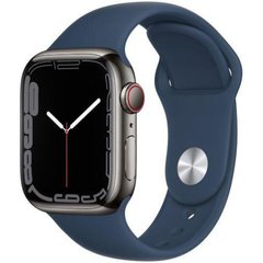 Смарт-часы Apple Watch Series 7 GPS + Cellular 41mm Graphite S. Steel Case w. Abyss Blue S. Band (MKHJ3\MKJ13) фото