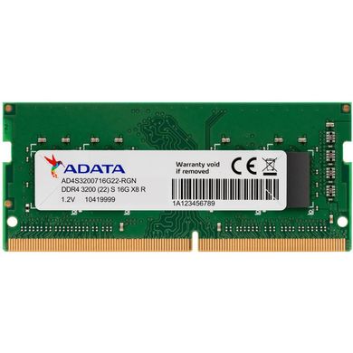 Оперативна пам'ять ADATA 16 GB DDR4 3200 MHz EU (AD4S320016G22-SGN) фото