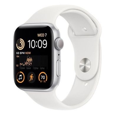 Смарт-годинник Apple Watch SE 2 GPS 44mm Silver Aluminum Case with White Sport Band S/M (MNTH3) фото