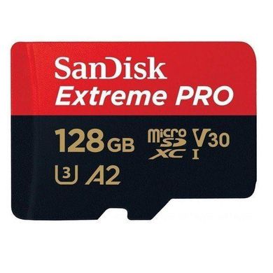 Карта памяти SanDisk 128 GB microSDXC UHS-I U3 Extreme Pro A2 + SD Adapter SDSQXCY-128G-GN6MA фото
