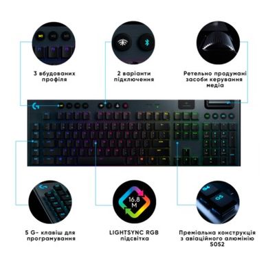 Клавиатура Logitech G915 LIGHTSPEED Wireless RGB Mechanical Gaming Keyboard GL Linear (L920-008962) фото
