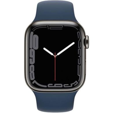 Смарт-годинник Apple Watch Series 7 GPS + Cellular 41mm Graphite S. Steel Case w. Abyss Blue S. Band (MKHJ3\MKJ13) фото