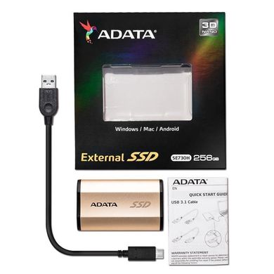 SSD накопитель ADATA SE730H Gold 256 GB (ASE730H-256GU31-CGD) фото