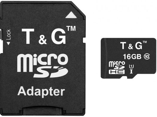 Карта пам'яті T&G 16 GB microSDHC Class 10 UHS-1 (U1) + SD-adapter TG-16GBSD10U1-01 фото
