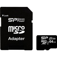 Карта памяти Silicon Power 64 GB microSDXC UHS-I Elite + SD adapter SP064GBSTXBU1V10-SP фото
