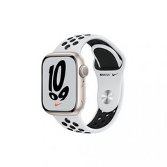 Смарт-годинник Apple Watch Nike Series 7 GPS 41mm Starlight Aluminum Case w. Pure Platinum/Black Nike Sport Band (MKN33) фото