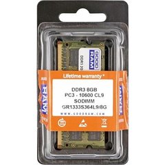 Оперативна пам'ять GOODRAM 8 GB SO-DIMM DDR3 1333 MHz (GR1333S364L9/8G) фото