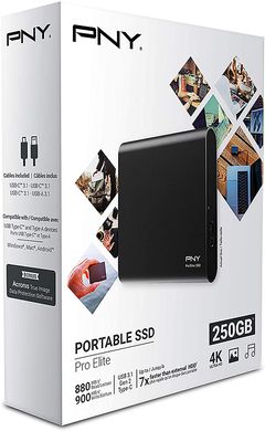 SSD накопитель SSD Portable 250Gb PNY Pro Elite PSD0CS2060-250-RB USB 3.1 Gen 2 фото