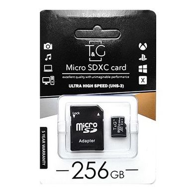 Карта пам'яті T&G 256 GB microSDXC Class 10 UHS-I (U3) + SD-adapter TG-256GBSD10U3-01 фото
