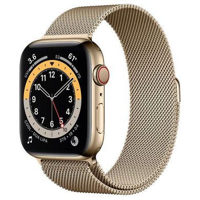 Смарт-часы Apple Watch Series 6 GPS + Cellular 44mm Gold Stainless Steel Case w. Gold Milanese L. (M07P3) фото