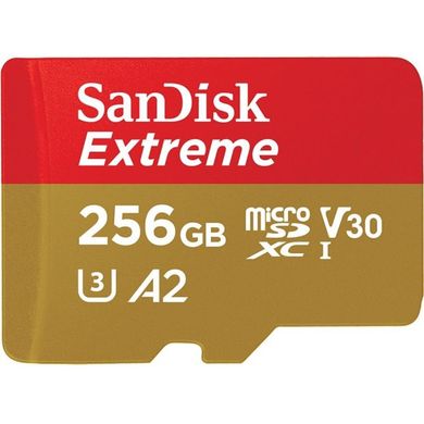 Карта памяти SanDisk 256 GB microSDXC UHS-I U3 Extreme A2 + SD Adapter SDSQXA1-256G-GN6MA фото