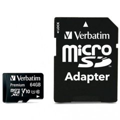 Карта пам'яті Verbatim 64 GB microSDXC UHS-I (U1) V10 Premium + SD Adapter (44084) фото